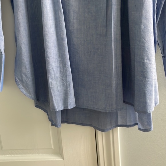 NWT LOFT Blue Flowy Lightweight Split-neck Pin-tuck Pleated Tunic Top - Picture 7 of 12